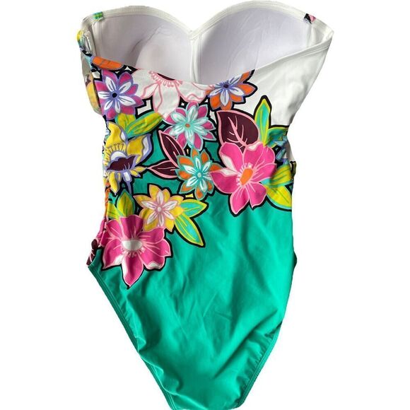 Bleu Rod Beattie Women’s 12 One Piece Swimsuit Floral Convertible Strapless NEW - Picture 2 of 2